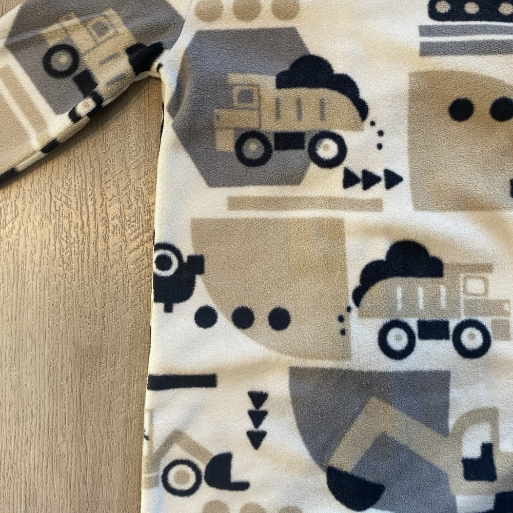 Carter's Boys Fleece Footed Pajamas 9 M Button-Up Construction Themed - Picture 3 of 8